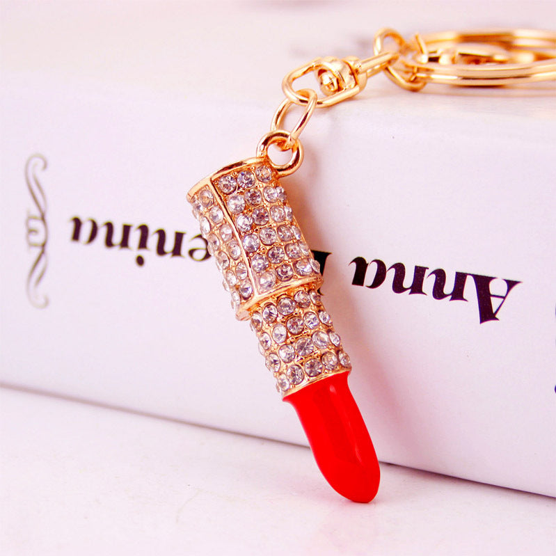 Women's Small Gifts Rhinestone Lipstick Keychain.