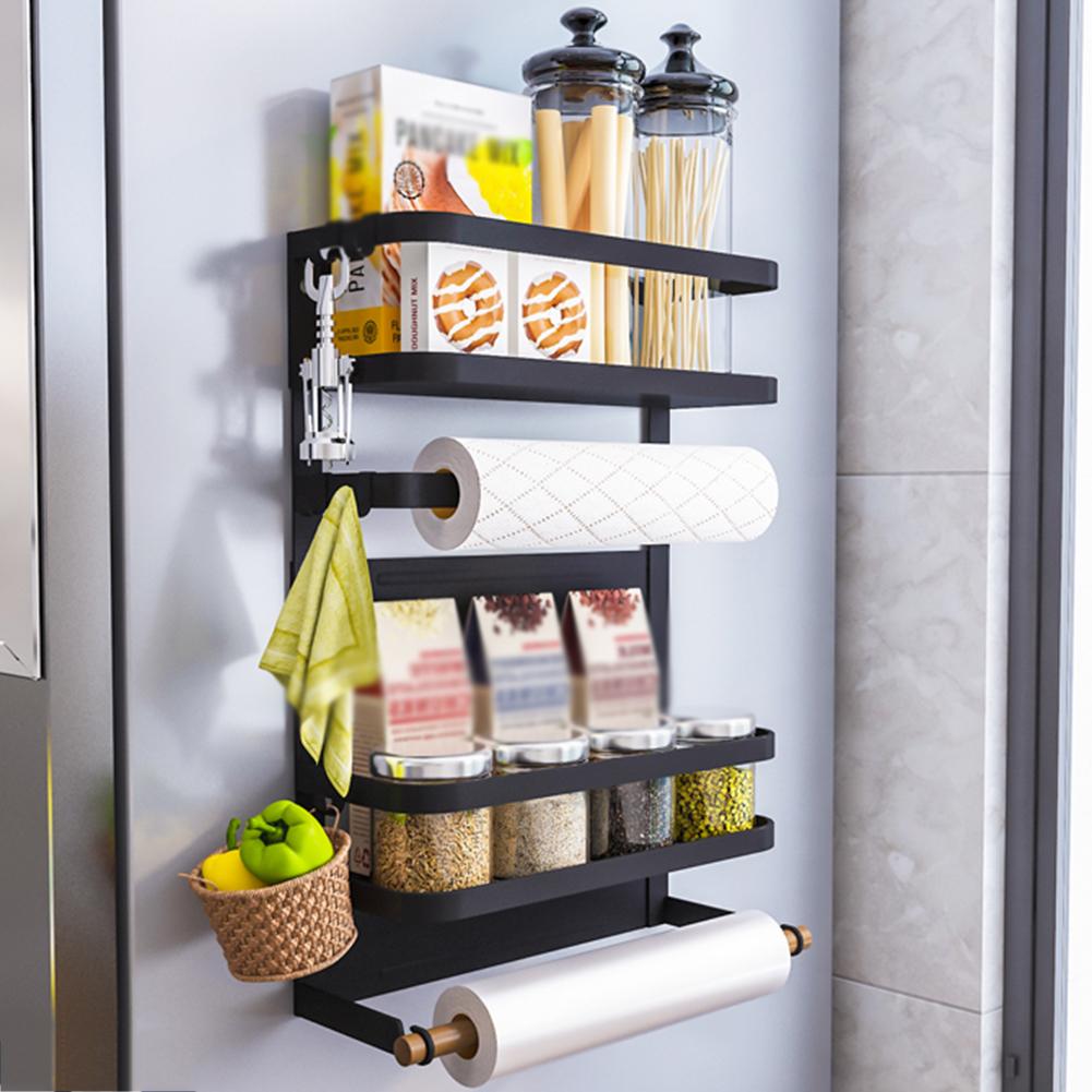 Wall-mounted kitchen side shelf.