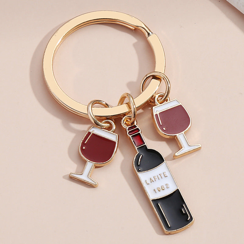 Wine Beer Car Key Pendant Keychain.