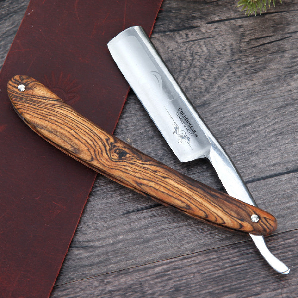 Vintage Shaving Razor With Wooden Handle