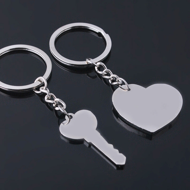 Heart-shaped Keychain English Secret Love Keychain Couple Keychain.